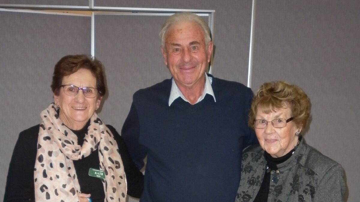 RDA Fundraiser: Winners locals Kathy Rolfe and Joan Hanrahan with organiser Frank Davidson. 
