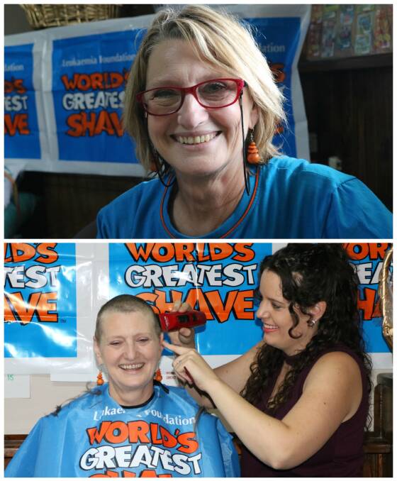 BEFORE AND AFTER: Debbie Longhurst before her shave and during her new haircut by local hairdresser Karissa Hambilton. Photo: Amanda Langman.