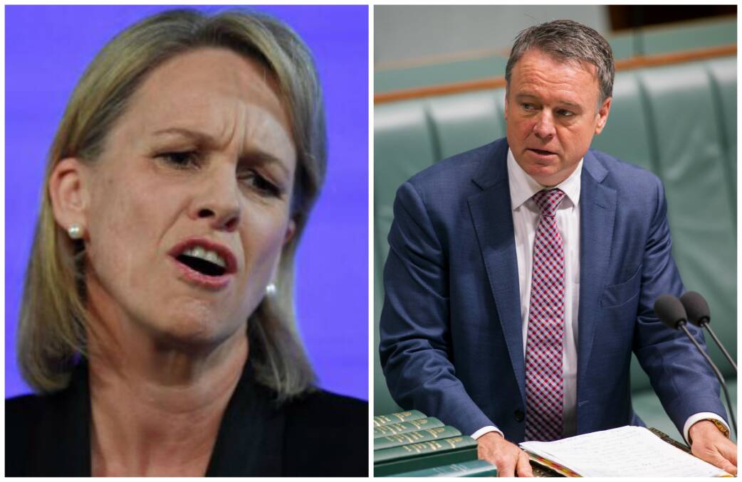 Show us the money: Labor’s Joel Fitzgibbon (right) said the National's Fiona Nash (left) should release costings of her decentralisation program.