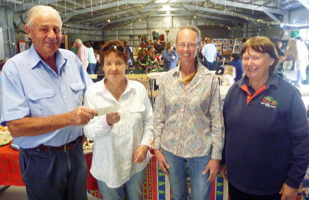 President of the Young Bridge Club, Frank Davidson. President of Riding for the Disabled  Marg Pestel, with co volunteers Karen Harrington and Cheryl Matthews