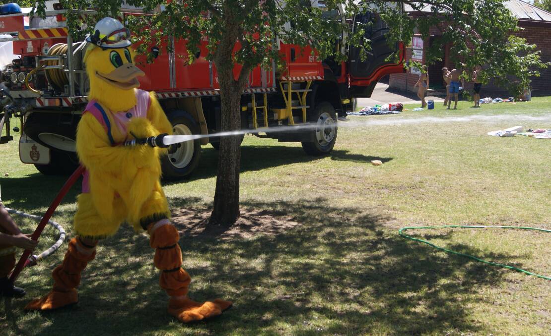 GJ Duck shows off his fireman skills during the Georgina Josephine Duck Day 2017.