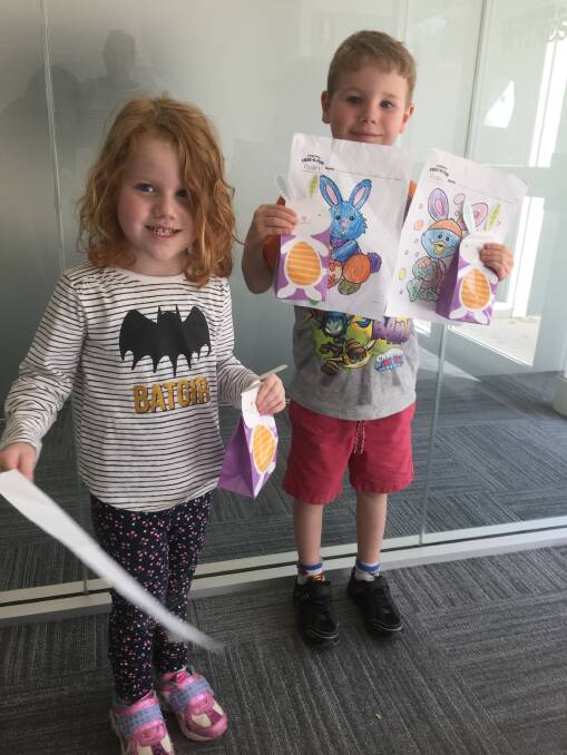 Freya and Sebastian Silk proudly display their pictures and prizes, absent was their cousin Audrey Collier who also won a prize. 