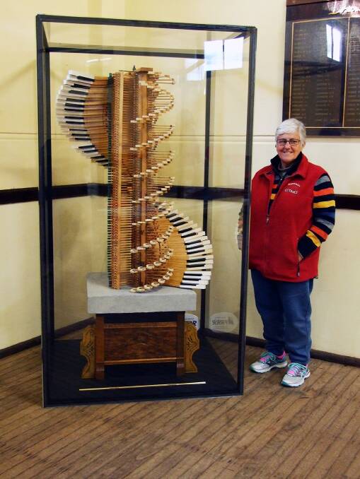 IN KEY: Bev Walker has created this sculpture from a piano for the Murringo Community Association. Photos: Tricia Mack.