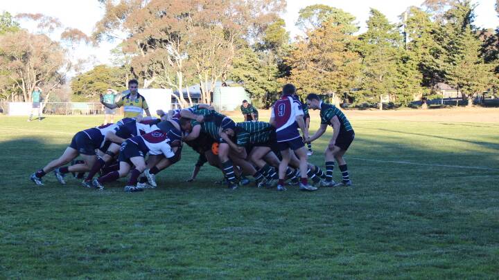 HOLD, HOLD, PUSH: The Young Yabbies Rugby Union side took on Goulburn over the weekend. Photo: Cec Finley.