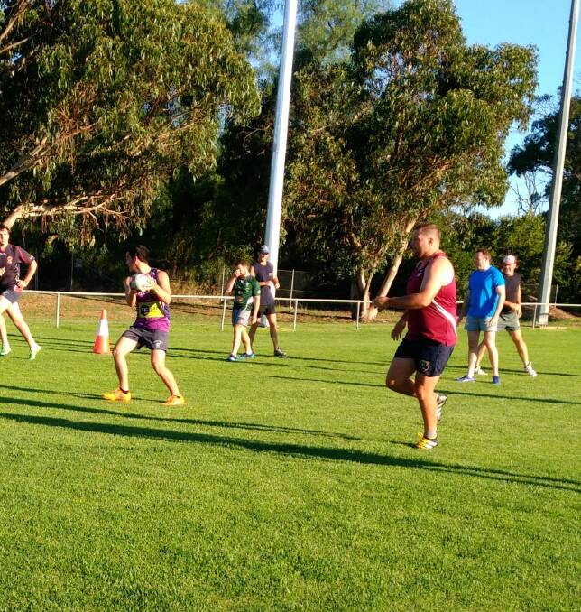 SWEAT IT OUT: Yabbies coach Botham watched the players go through their paces during his first training session with the team. Photo: Supplied.