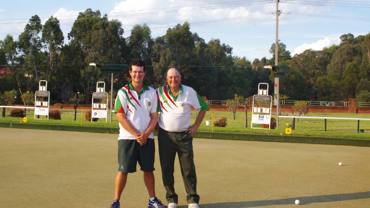 BOWLING HAPPY: Winner of the South Western District Singles Damien Miller and runner–up Russell Boyd. Photo: Supplied.