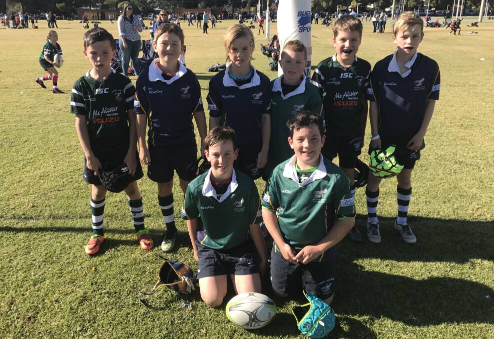 READY TO TAKE THE FIELD: The Young Yabbies Junior Rugby Union under 10s Green side ready to play at Griffith last weekend. 