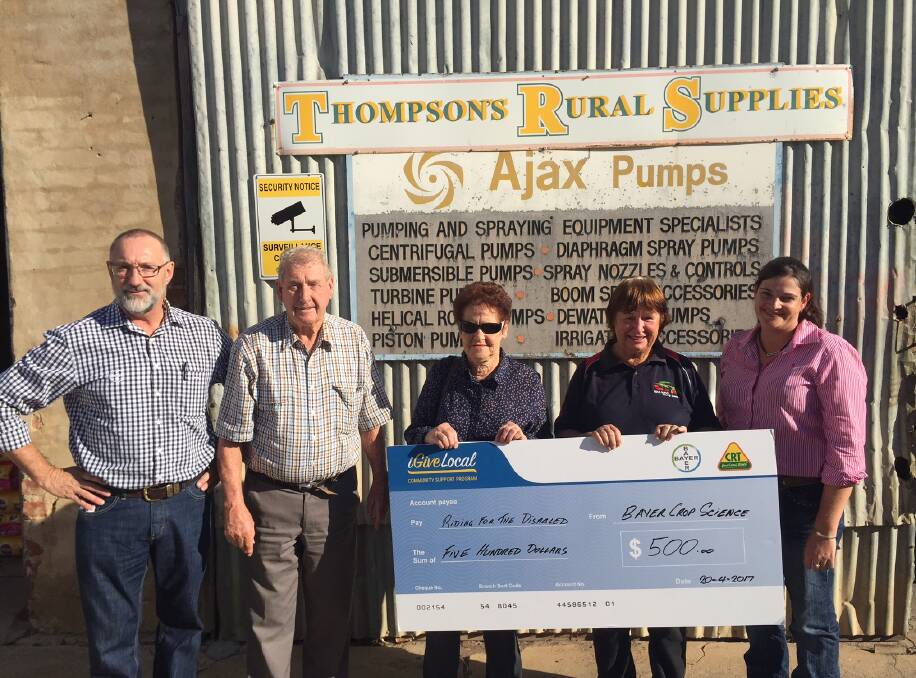 IGIVELOCAL: Bayer and Thompson's Rural Supplies presented the cheque to RDA Young.