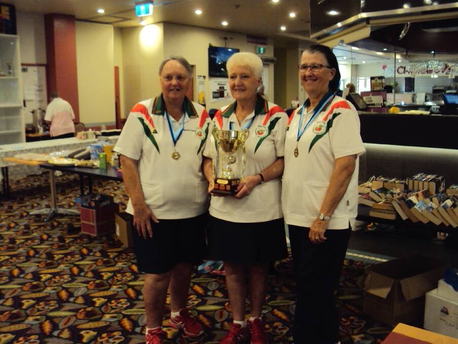 BIG WIN: Elsie Hines, Heather Bailey and Mary Bennett won the Cootamundra Triples Medley recently. Photo: Supplied.