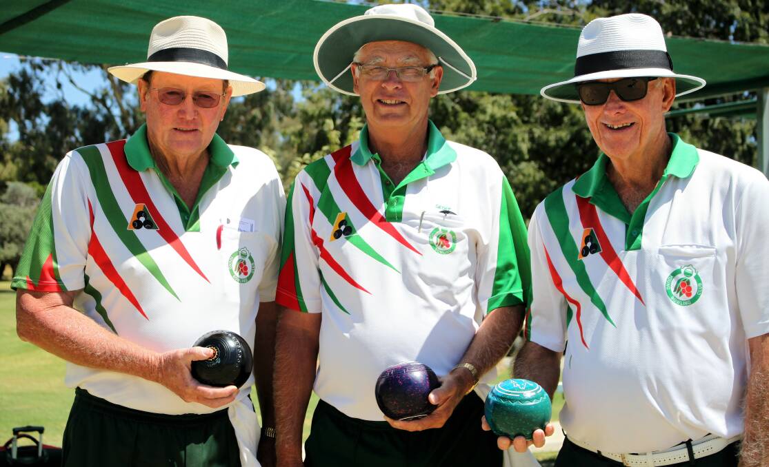 WINNERS: District Triple Champions from Young Graeme Edgerton, Geoff Holt and Phil Taylor. Photo: Supplied.