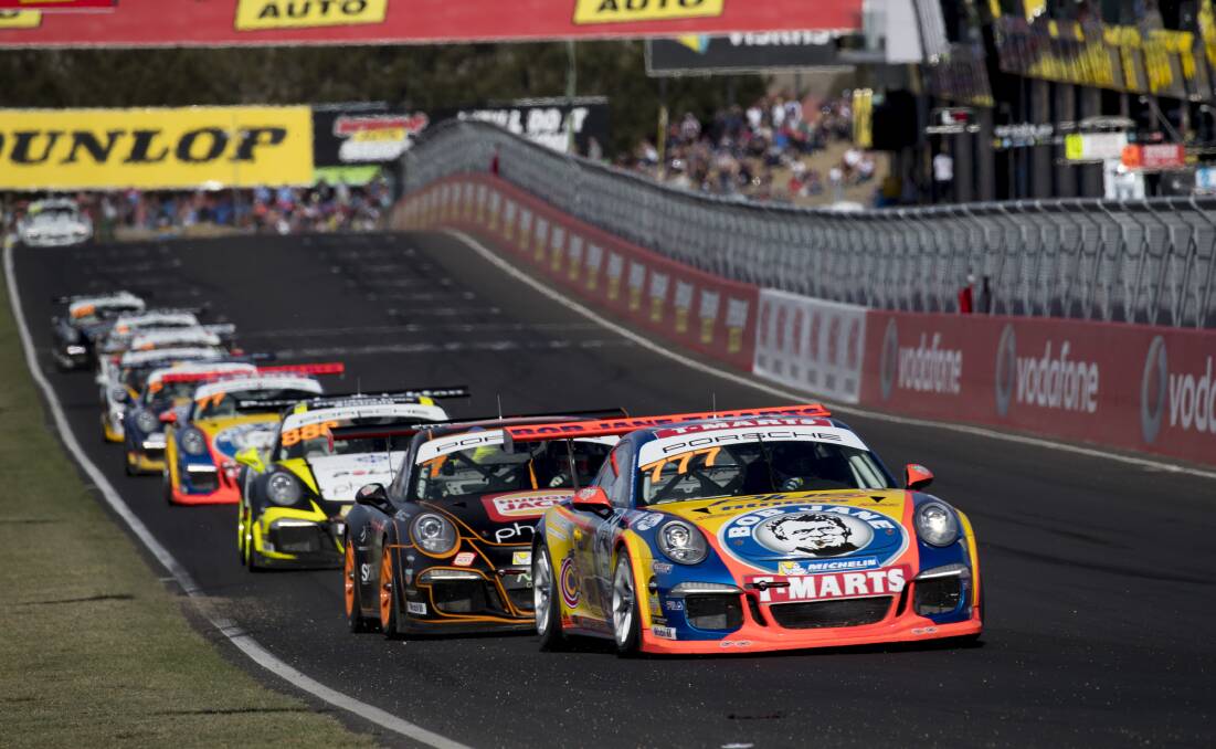 BIG WEEKEND: Andre Heimgartner won races on Saturday and Sunday at Mount Panorama to take the Carrera Cup round honours. Photo: EDGE PHOTOGRAPHICS/CARRERA CUP AUSTRALIA