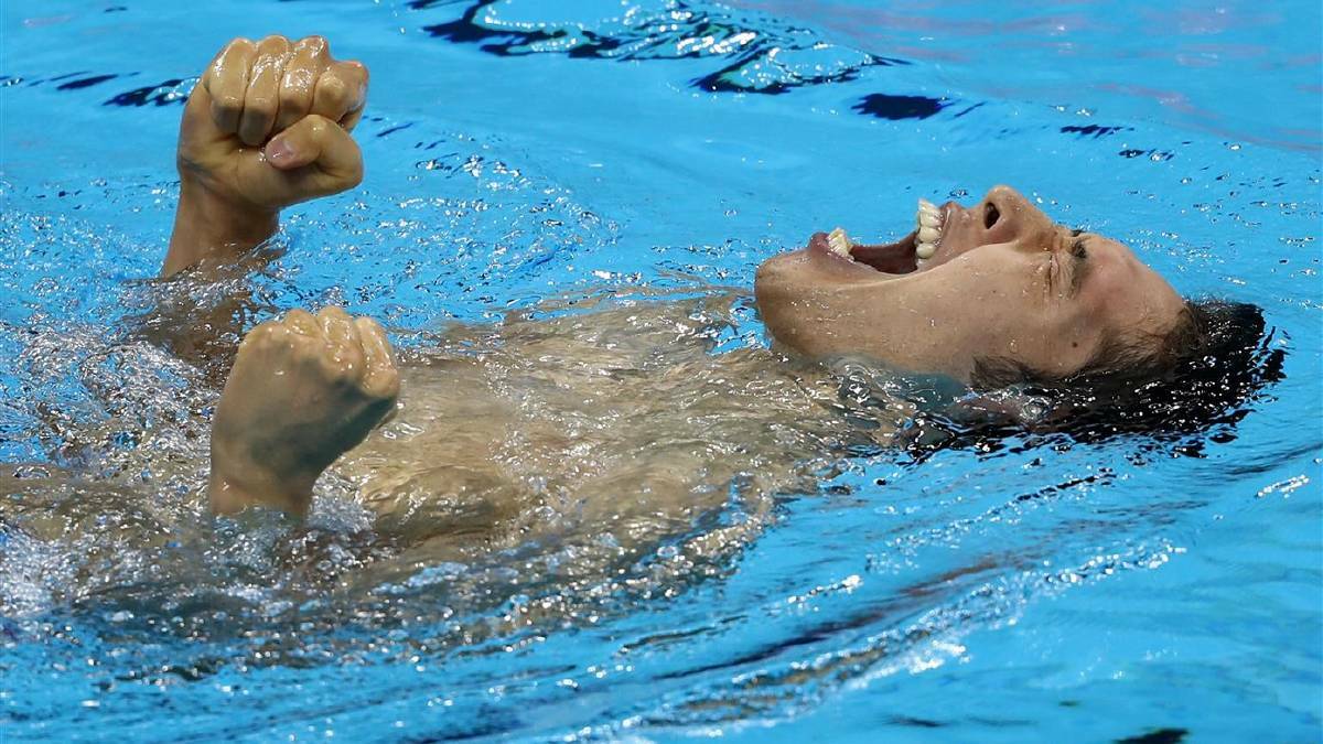 DAY 1: Kosuke Hagino of Japan celebrates winning gold in the Final of the Men's 400m Individual Medley on Day 1 of the Rio 2016 Olympic Games at the Olympic Aquatics Stadium on August 6, 2016 in Rio de Janeiro, Brazil. Photo: Lars Baron/Getty Images