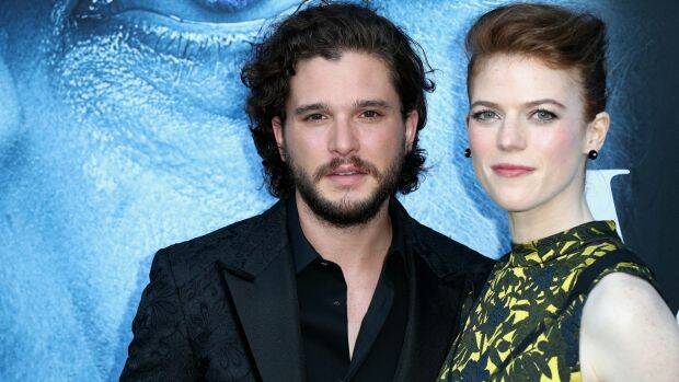 Actors Kit Harington and Rose Leslie at the premiere of HBO's Game Of Thrones season 7 in Los Angeles, California. Photo: Frederick M. Brown
