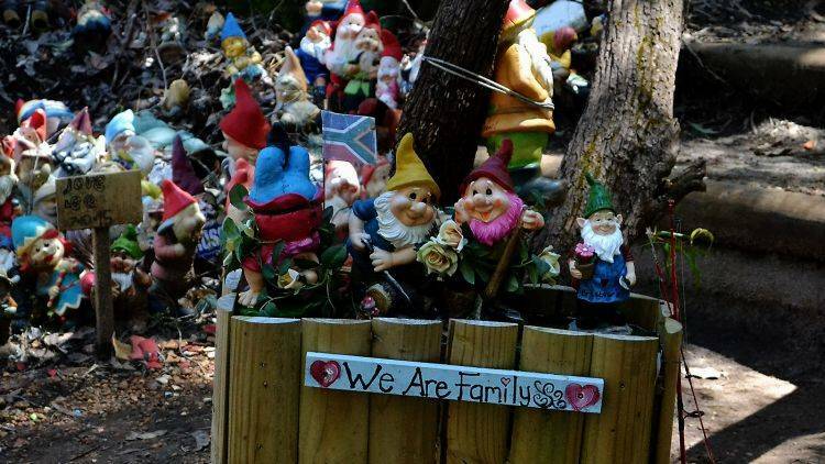 Many gnomes are feeling the pinch of housing affordability – but this lucky family have found a place to settle. Photo: Nina Smith