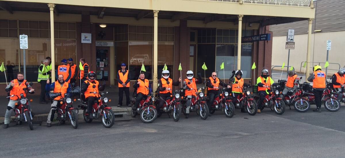 RIDING FOR CHARITY: The Posties For Prostate riders out the front of the Empire Hotel last week.