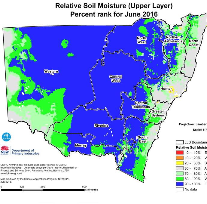 NSW soil moisture for June.