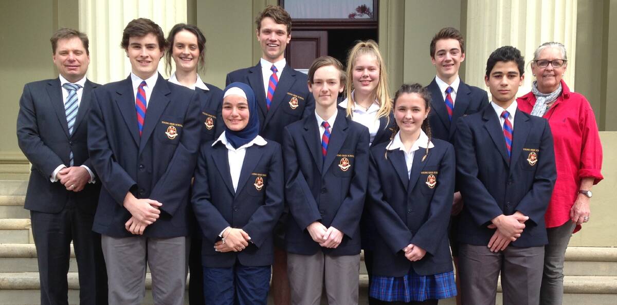 LEADERSHIP: Principal Keith Duran and Prefect Co-ordinator Pammie McCloy with this year's sub-prefects.