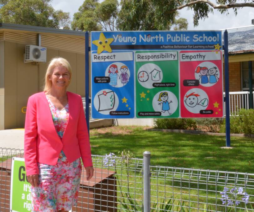 FUNDING: Katrina Hodgkinson during a visit to Young North Public School earlier this year.