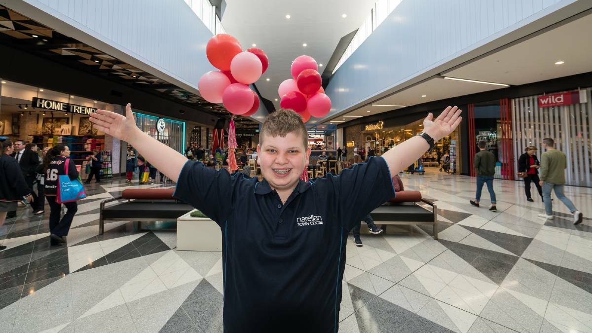 Elated: Andrew Middleton became the first person through the new Narellan Town Centre building on Wednesday. Picture: Brett Atkins