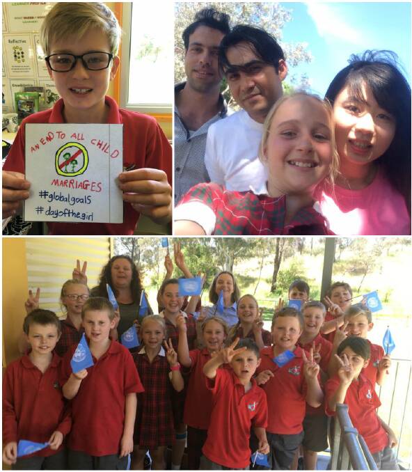 Toby Dowling shares his thoughts on Goal 5 – Gender Equality – on social media. Abid Hussain, Hamid Haidar Ali and Yi Yu Jiang with Charlotte Edwards when they visited the school to talk about life in Pakistan and Taiwan. Students enjoying their visit from the United Nations.