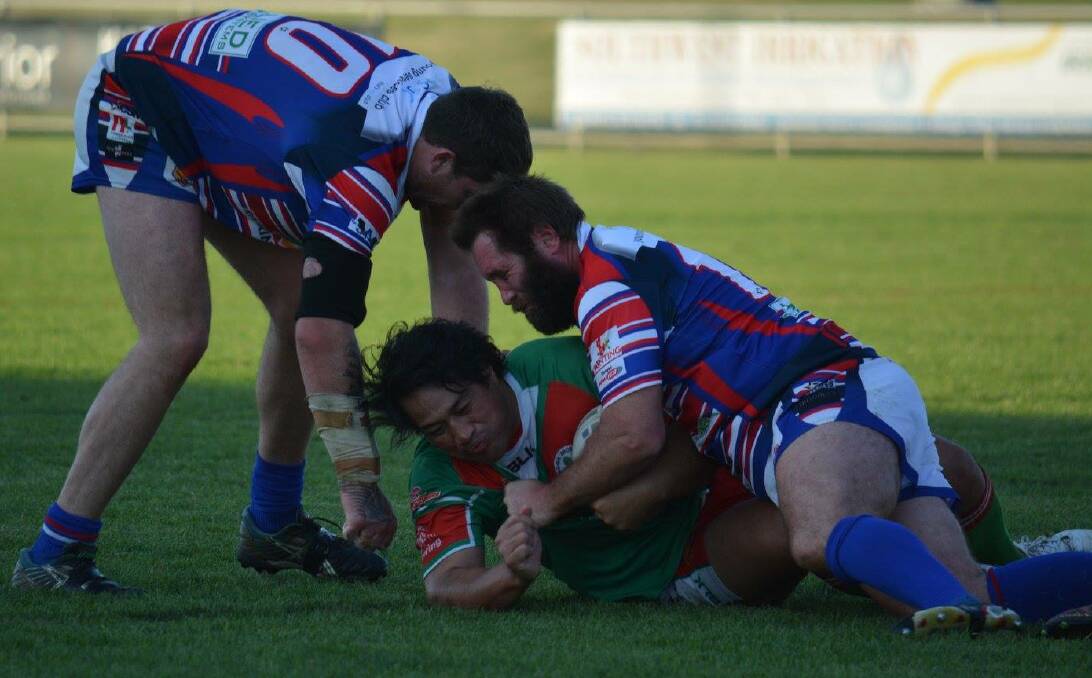 SHUFFLED: Young's Warren Aiken will step into the role of five-eighth on Sunday to accommodate the loss of captain-coach Neil Thorman. Warren's pictured in action during the Round 7 match against Wagga Brothers. 