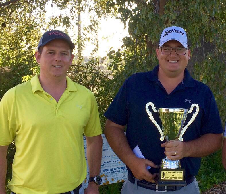 Good Game: Co-sponsor Mat McKnight with winner James French. The 4BBB-Scratch was won by James French and Rick Oliver. 