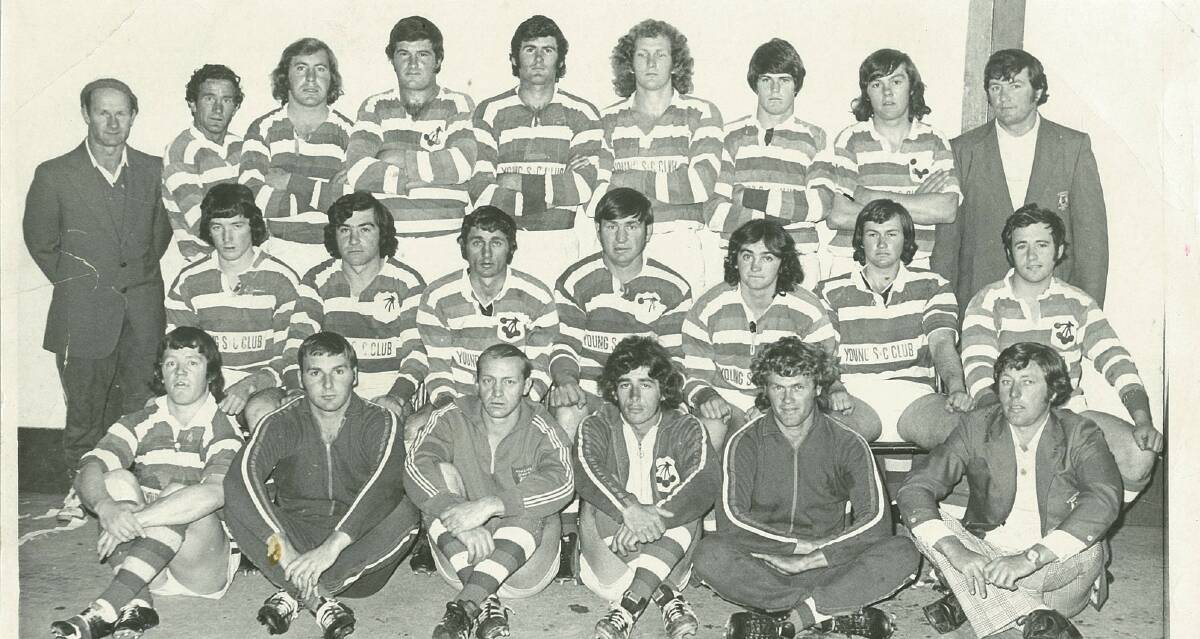 REUNION: Young's Reserve Grade premiers of 1976- led by coach M Gilbert (back, right) - have been invited to the reunion round to be held on Saturday, July 23.