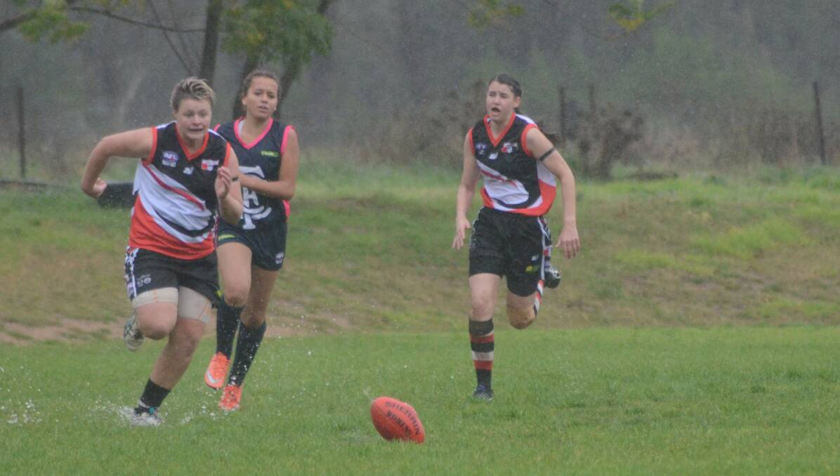 HOME GAME: Young Saintees coach Michaela Perceval in action at Burrangong Oval earlier this season. 