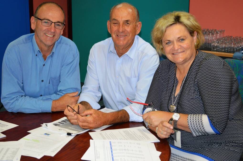 Hold the line: Commissioning a new study to examine likely costs of re-opening of the Blayney-Demondrille line, Blayney Mayor Scott Ferguson, Cowra Mayor Bill West and Hilltops Council Administrator Wendy Tuckerman.