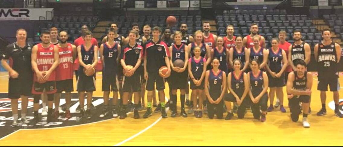 Slam dunk: Young Pacers players trained with the NBL Hawks as part of their 2017 season preparations. Picture: Supplied.