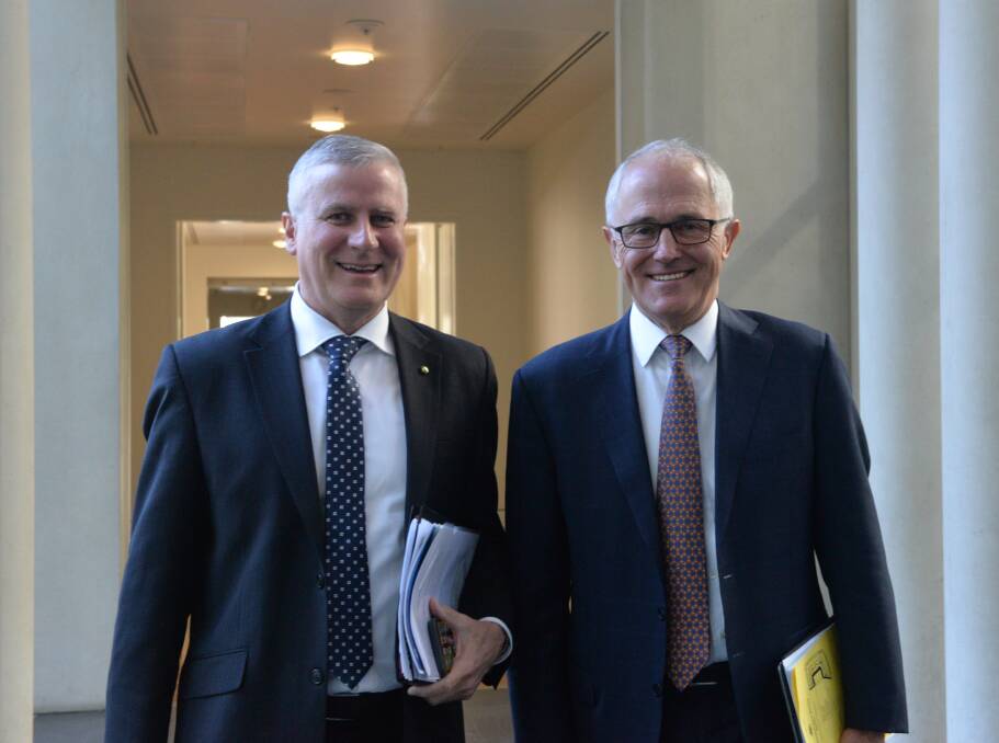 BUDGET DAY: Member for Riverina Michael McCormack with the Prime Minister Malcolm Turnbull on budget day.
