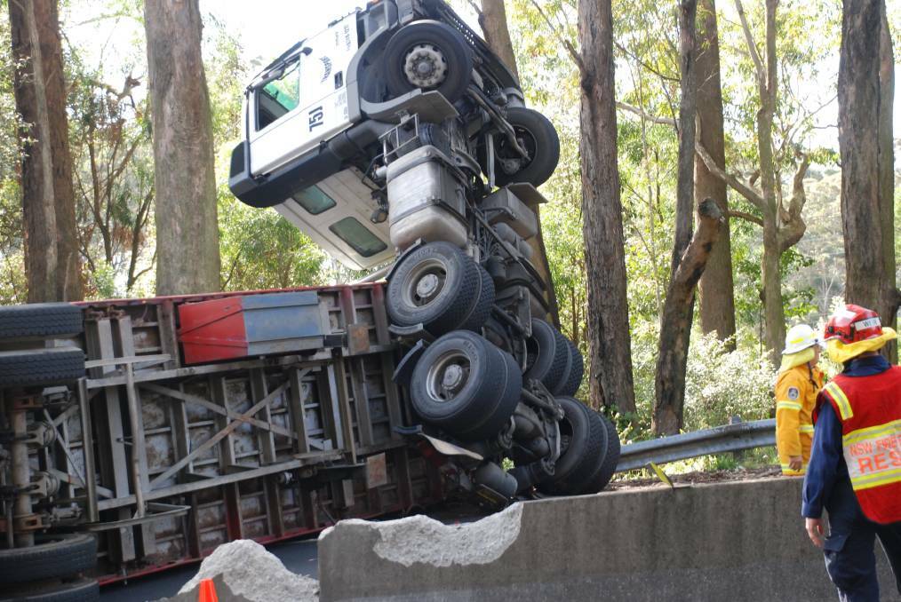 Traffic is heavy on the M1 Princes Motorway after a truck rollover at Cataract on Friday morning. Picture: ANGELA THOMPSON