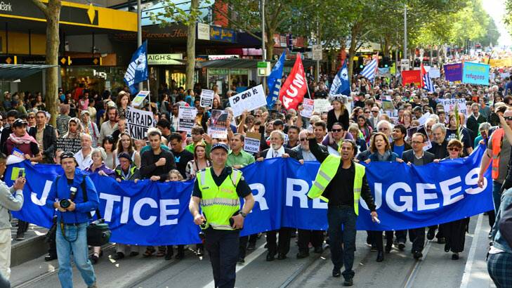 A rally for the rights of asylum seekers in April. Photo: Justin McManus
