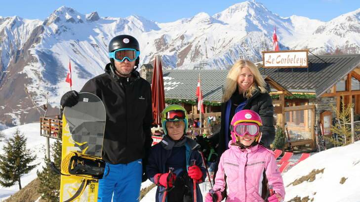 The Spicer family at Les Menuires in the Alps. Photo: Tracey Spicer