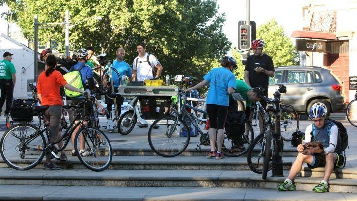 Compulsory insurance? Cyclists take part in the national Ride2Work day in Sydney. Photo: Peter Rae PMR