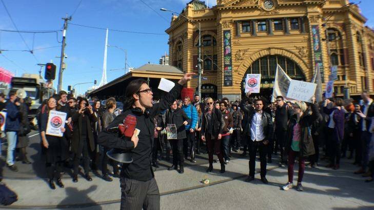 Protest against the Australian Border Force in Melbourne last week. Photo: Joe Armao