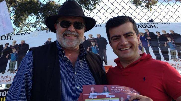 Kim Carr and Sam Dastyari pose for a picture on Victoria's 2014 election day. Photo: Facebook