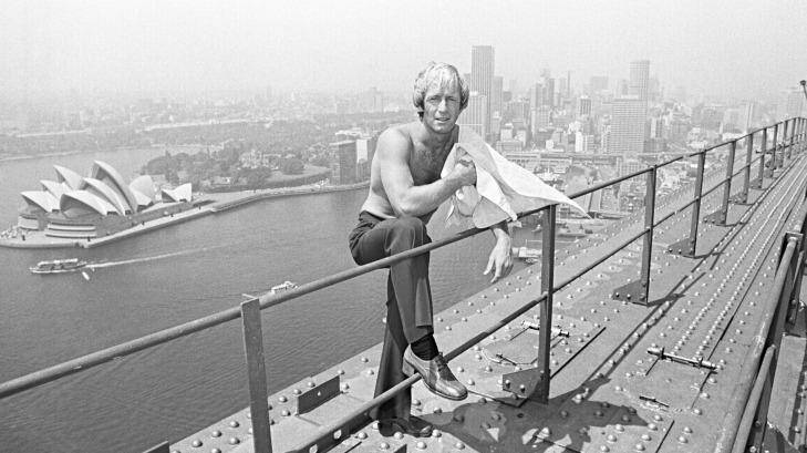 Paul Hogan revisits his time as a rigger on the Sydney Harbour Bridge in 1976.  Photo: Russell McPhedran