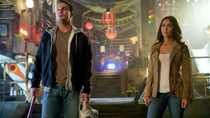 Amell as Casey Jones and Megan Fox as April O'Neil in Teenage Mutant Ninja Turtles: Out of the Shadows. Photo: Jessica Miglio