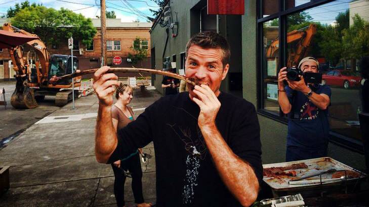 Feast for the senses: Pete Evans filming in the US. Photo: Facebook
