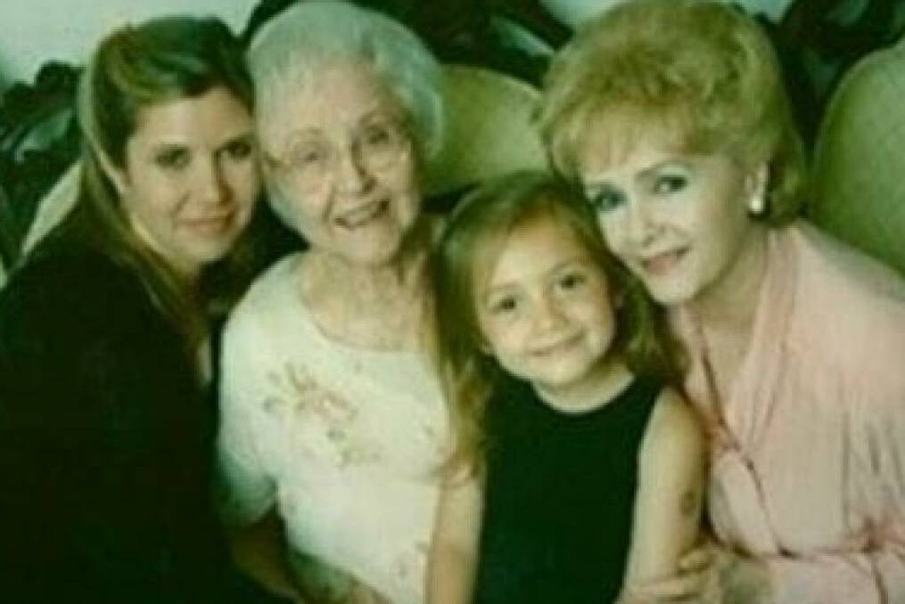 Four generations of strong women: Carrie Fisher, Debbie's mother Maxine, Billie Catherine Lourd and Debbie Reynolds were very close in later life. Photo: Twitter