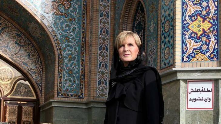Foreign Affairs Minister Julie Bishop in Tehran, after meeting with Iran's president Hassan Rouhani. Photo: Andrew Meares