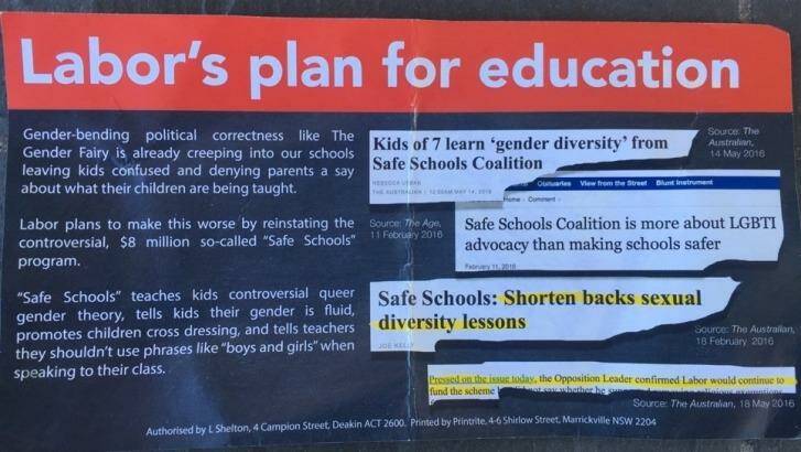 The Australian Christian Lobby election flyer that has been accused of looking like it's from Labor. Photo: Supplied