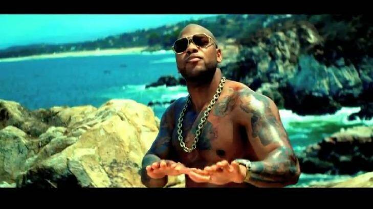 A scene from Flo Rida's music clip for <i>Whistle</i>.
