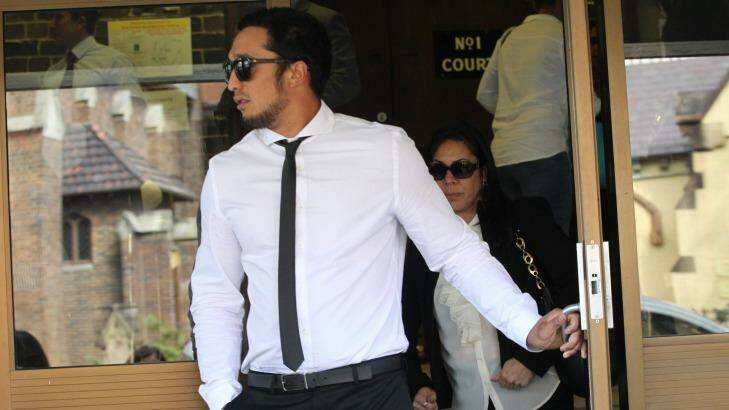 Gemahl Maika's stepson, Raniera Kidwell, with his mother Marana Maika at the NSW Supreme Court. Photo:  Lousie Kennerley 