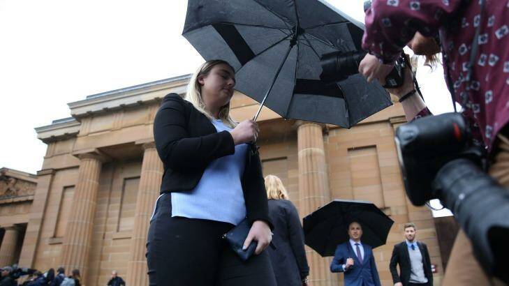 Jessica McNamara, here seen outside the court, apparently blew kisses to her father during his sentencing.  Photo: Anthony Johnson