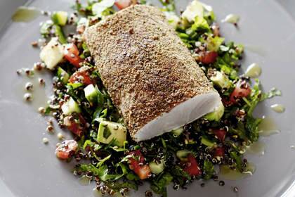 Spiced kingfish with avocado tabbouleh. Photo: Supplied