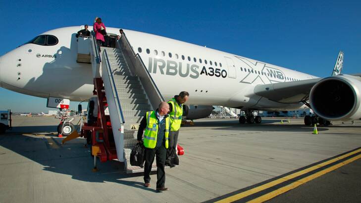 World tour: The A350 XWB in Sydney. Photo: Louise Kennerley