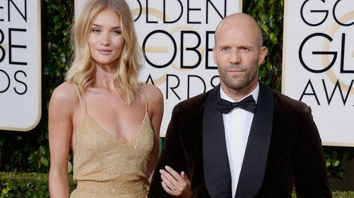 Rosie Huntington-Whiteley announced her engagement to Jason Statham when she flashed her engagement ring at the Golden Globes on Sunday. Photo: NBC