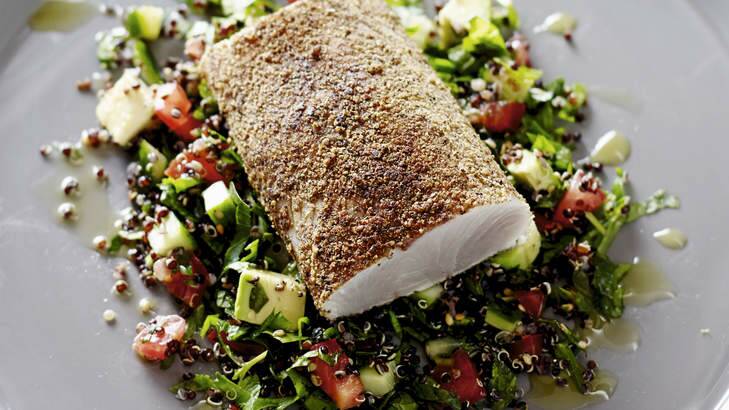 Pete Evans kingfish with avocado tabbouleh from <I>Healthy Every Day</I>. Photo: Supplied